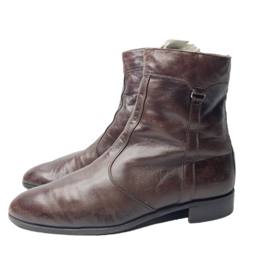 Hanover Men's Brown Leather 8315 Cuban Ankle Cowboy Western Boots Size 8M